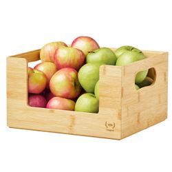 Bamboo Set of 2 Open Front Small Storage and Organizing Bins Brown, New in Box