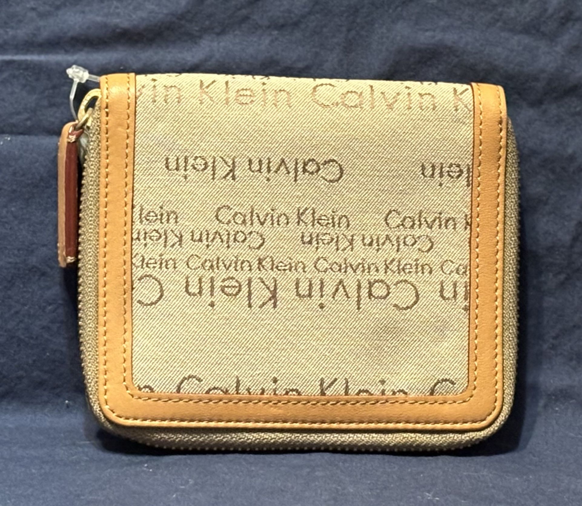 Calvin Klein Logo Leather and Canvas Wallet
