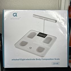 Arboleaf CS10E 8-Electrode Body Composition Scale with 26 metrics and Bluetooth app connectivity.