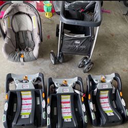 Chico click Tight Car Seat, 3 Bases, Stroller