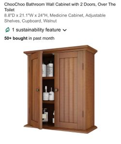 ChooChoo Walnut Bathroom Wall Cabinet 2 Doors