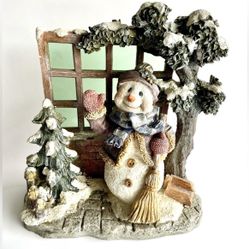 Beautiful Snowman & Christmas Tree Holiday Decorative Figurine