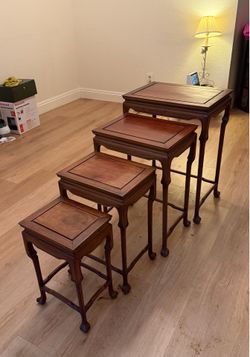 Vintage Chinese Chippendale Nesting Tables (Set of 4)