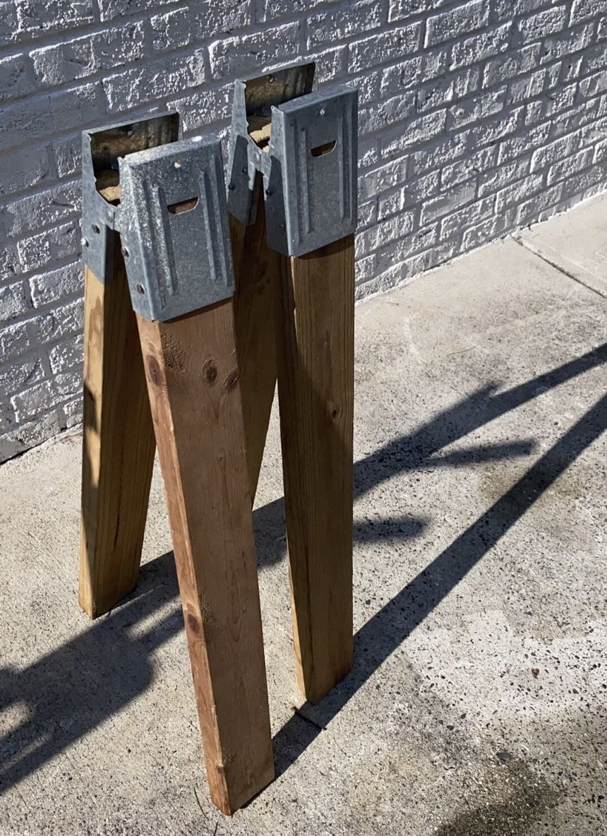 Sears Vintage SawHorse Brackets 1 Pair With 2x4 Wood - Portable | Color: Grey