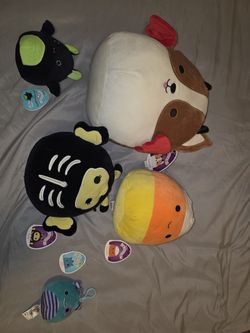 Halloween Squishmallows Lot — Nixie, Reginald, Cannon, Chip & Morty