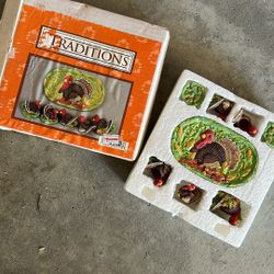 (B) Collectible Miniature Fall/Thanksgiving Tea Set-NIB New