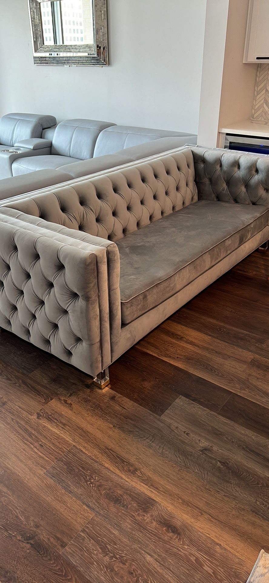 Gray Tufted Sofa