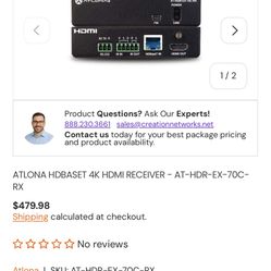 Atlona 4K/UHD HDMI Over HDBaseT Receiver with Control and PoE (AT-HDR-EX-70C-RX) 