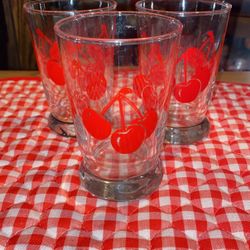 Vintage Cherry Juice Glasses 