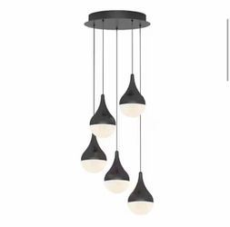 Artika Glitzer 30-Watt 5-Light Modern Black Integrated LED Hanging Pendant Light Fixture for Dining Room or Kitchen