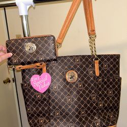 Beverly Hills Polo Club Tote Bag With Matching Wallet Set