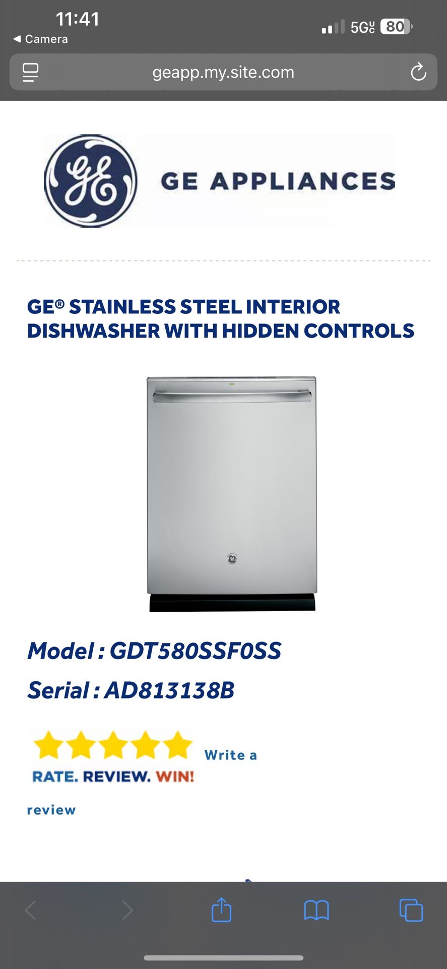 GE dishwasher