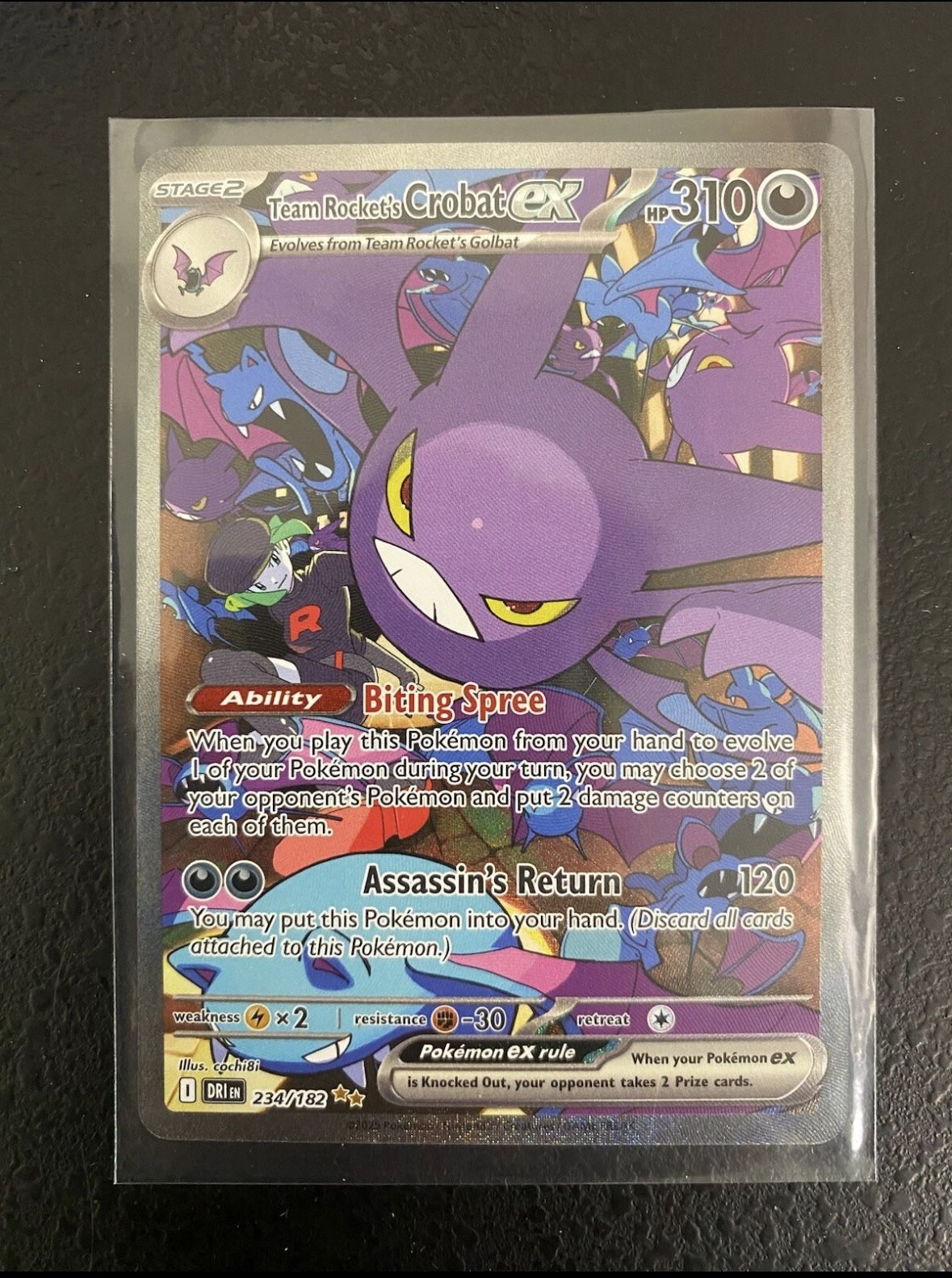 Team Rocket’ s Crobat ex SIR 234/182 Pokémon TCG Destined Rivals Pack Fresh (NM)