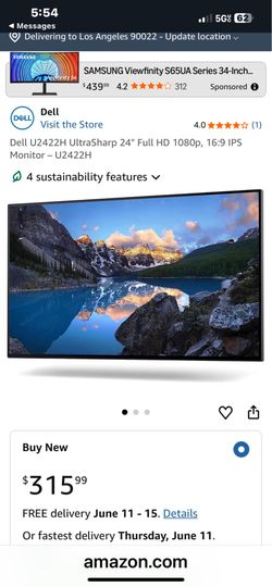 Dell U2422H UltraSharp 24" Full HD 1080p, 16:9 IPS Monitor – U2422H   4 sustainability features