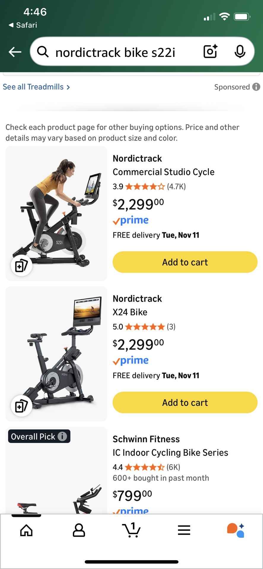 Nordic Track Exercise Bike