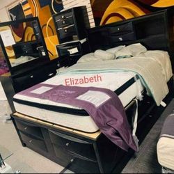 Bedroom Set $80 Down Payment Bed Nightstand Chest Dresser Mirror Mattress 