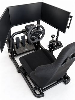 MOZA R3 Triple Monitor Racing Simulator Full Setup – Shifter, Handbrake, Reclining Seat + Extras