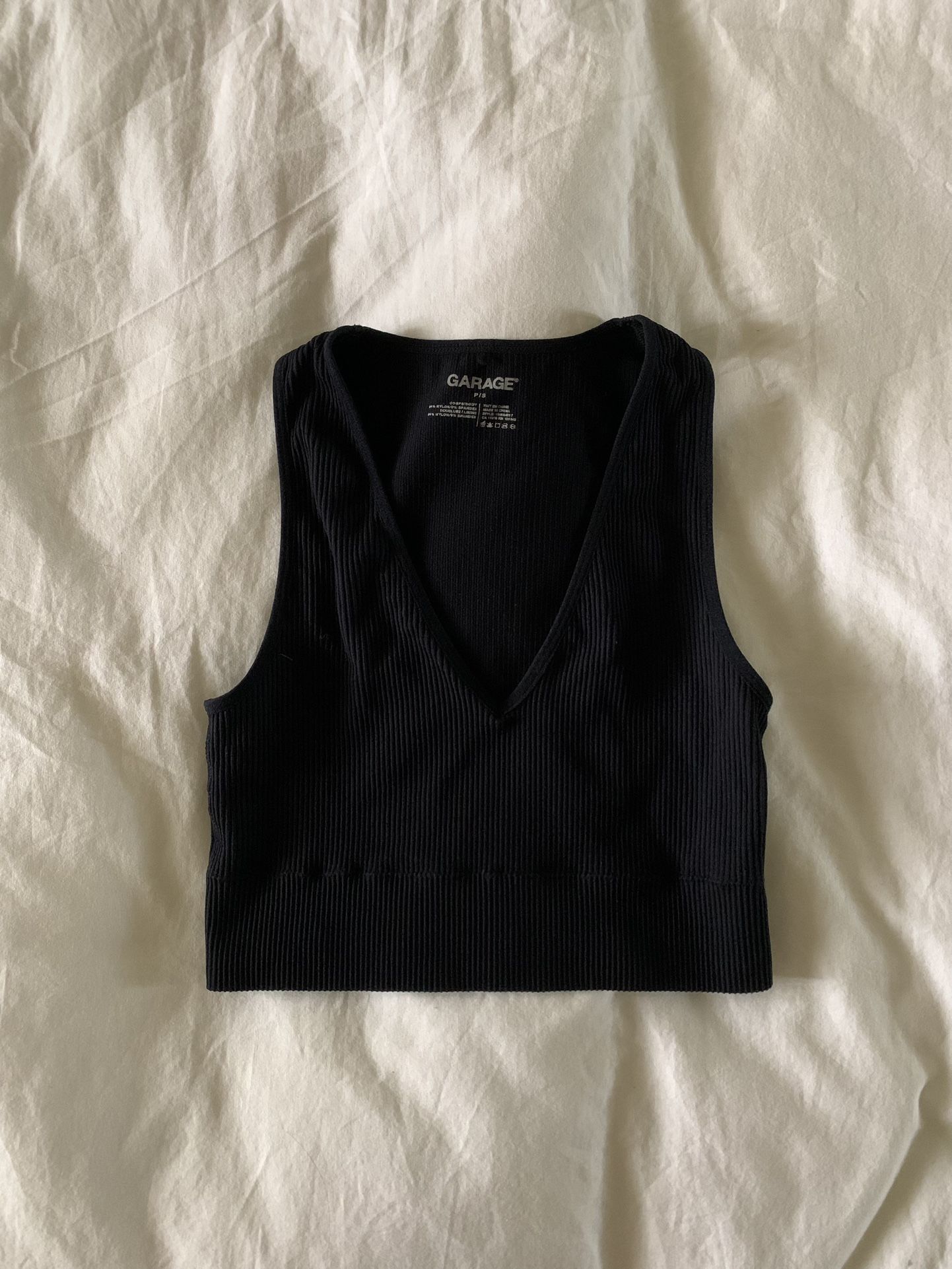 Garage Clothing Plunge Neck Tank Top Crop Shirt