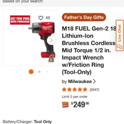 Milwaukee M81 Cordless Impact 1/2”