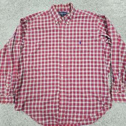 Ralph Lauren Blake Shirt Mens XL Plaid Button Up Long Sleeve Blue Pony Preppy 