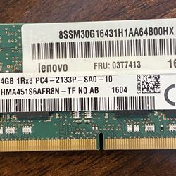 (002)SK Hynix 4GB 1Rx8 PC4-17000 DDR4-2133 1.2volt CL15 260 Pin Sodimm Memoriy