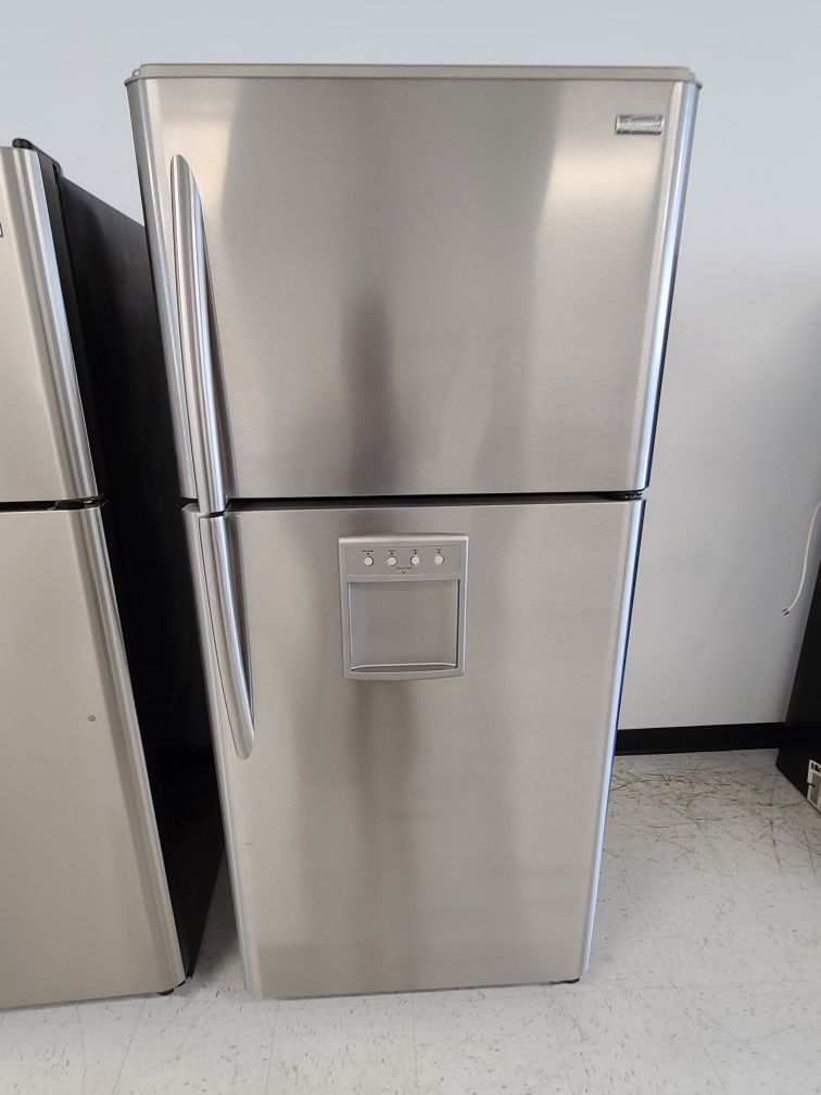 Kenmore stainless steel top freezer refrigerator used good condition with 90 days warranty