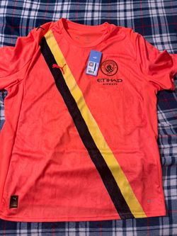 New Manchester City Puma Men’s Away Jersey Size XL Orange / Yellow / Black