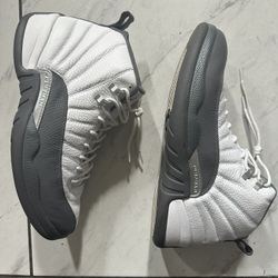 Jordan 12 Retro White Dark Grey W/ Red Trim