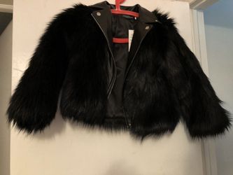 Girls faux fur and leather jacket