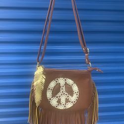 Girls Peace Sign Fringe Purse