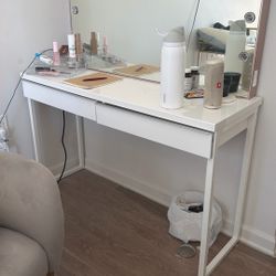 White 2 Drawer Desk (not Mirror)