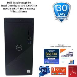 Dell Inspiron 3880, Intel Core i3-10100, 16GB, 256GB "H91645"