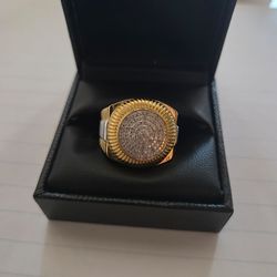 Mens diamond ring two tone circle cluster