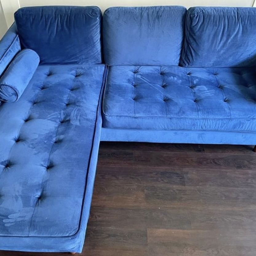 Gorgeous Blue 84” Reversible L Shaped sofa