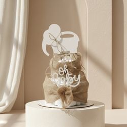 Luxury Neutral Diaper Cake | Beige & Nude Baby Shower Centerpiece | Elegant Unisex Baby Shower Gift | Premium Diaper Cake Decor