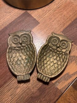 Pair of owl trinket dish