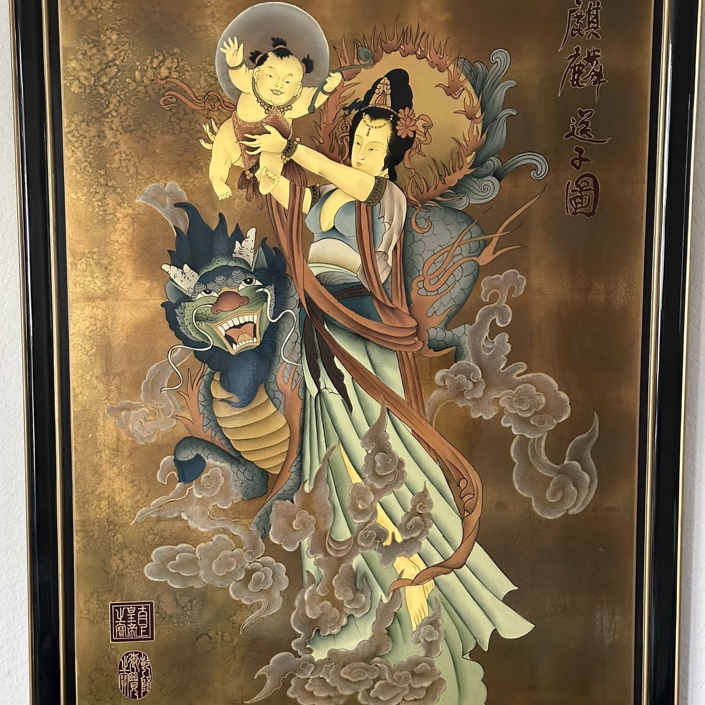 Asian Art On Lacquered Panels  , 2 Panels As A Pair 