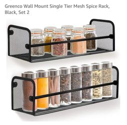 Greenco Wall Mount Single Tier Mesh Spice Rack, Storage Racks