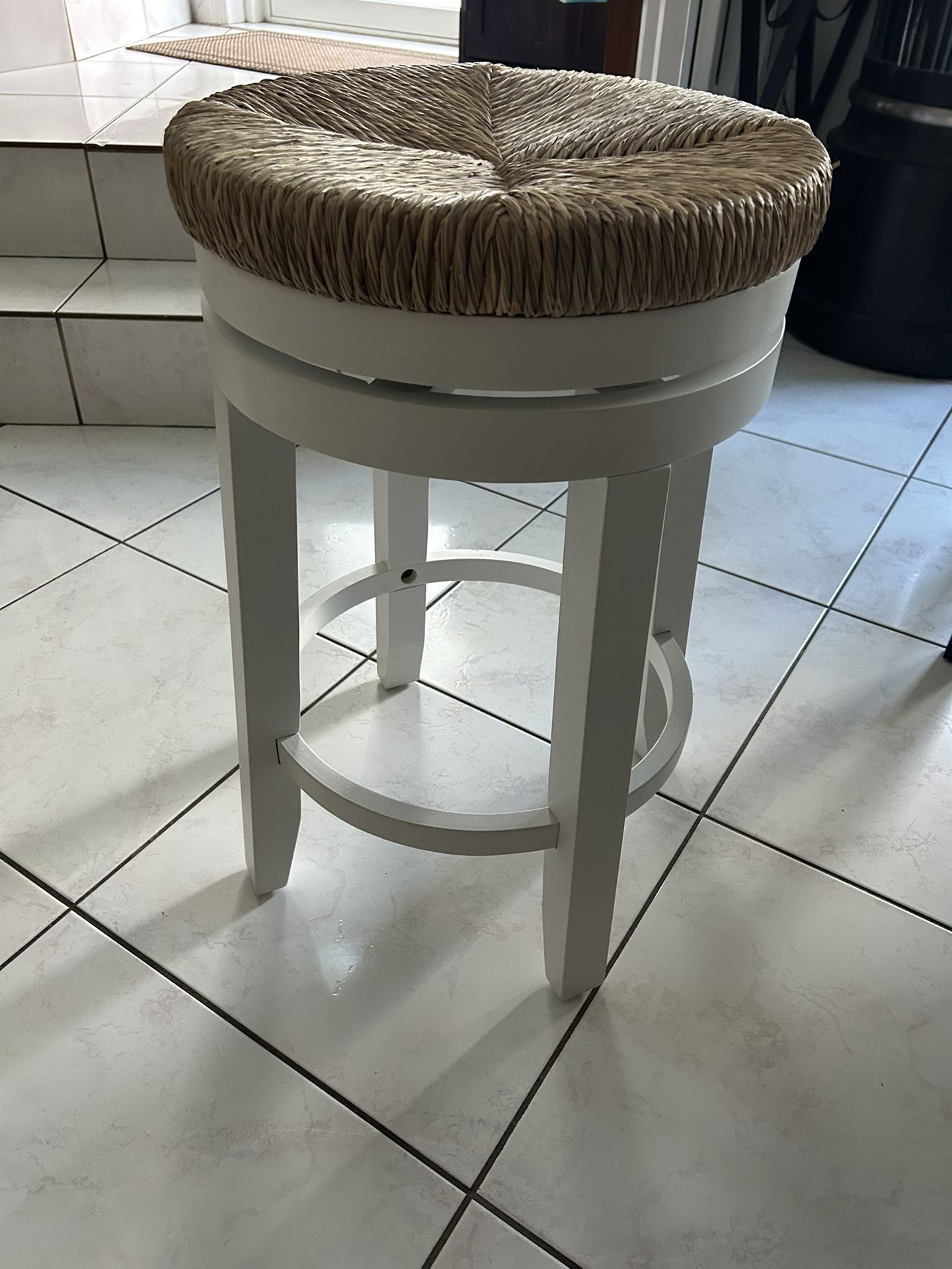 Wooden And Wicker Stool
