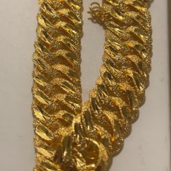 24k Gold Plated Wide Chain Bracelet 7 Inch 