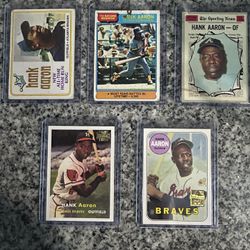Hank Aaron - 5 Baseball Cards (3 Original / 2 Reprint)