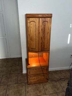 Vintage Oak Pier Cabinet with Light