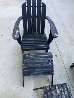 Wood Adirondack chairs and ottoman
