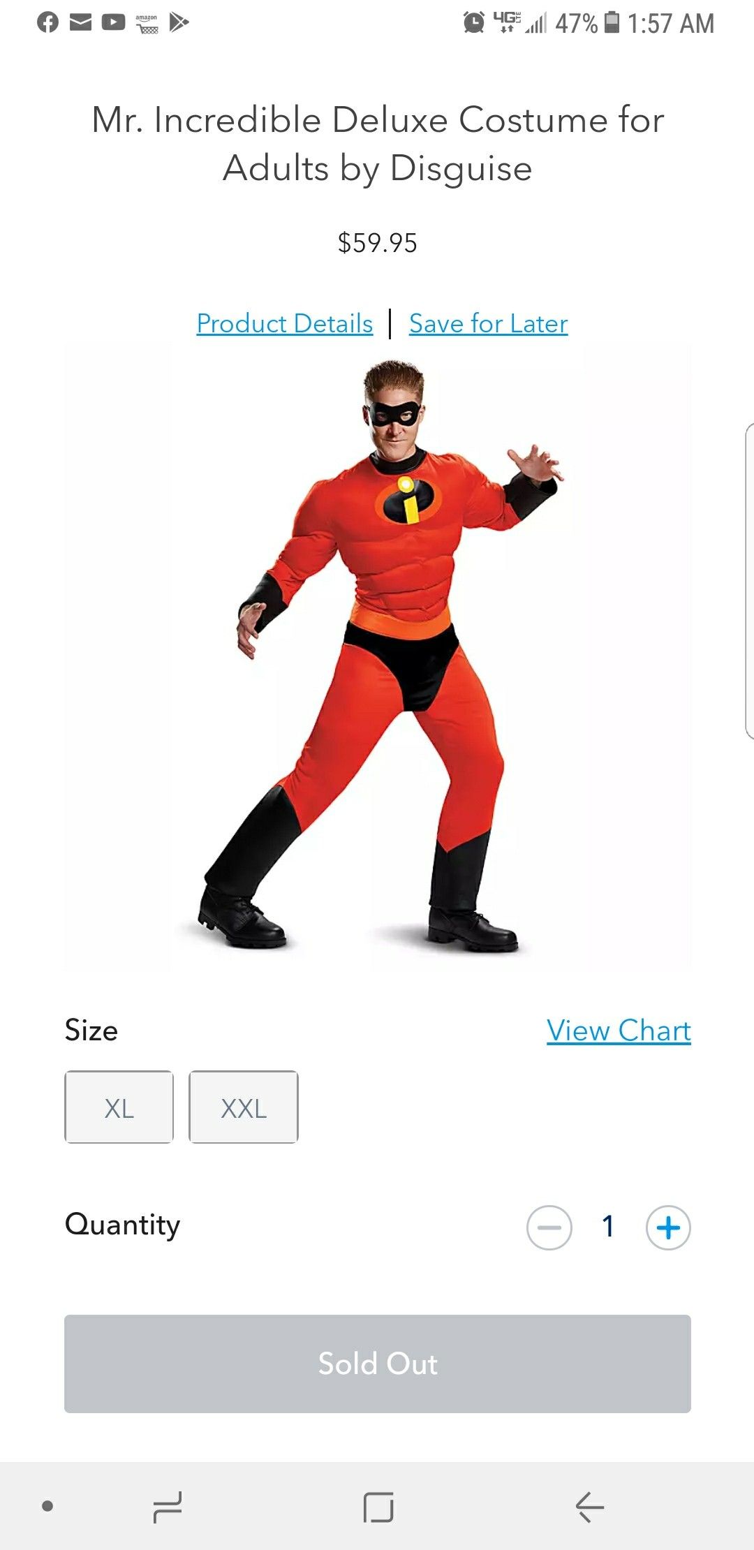 Disney Mr. Incredible Deluxe Costume / Inxredibles 2