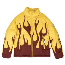 Moncler Yellow and Red Goose Down Flames Clancy Jacket