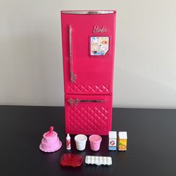 Mattel Barbie Glam Refrigerator Pink 2012 Complete With Accessories