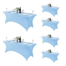 BRILLMAX 10 Pack Light Blue Round Tablecloths 90 Inch - Circle Bulk Linen Polyester Fabric Washable Table Cloth Cover for Wedding Reception Banquet Bi