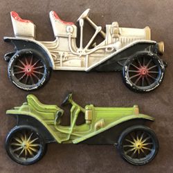 Vintage Cast Iron 1909 Hupmobile-1910 Buick By Midwest Products Car Wall Art 10”