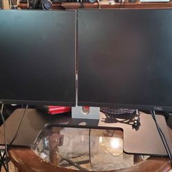 Dual Screen 27-in By Dell With Dual Stand With A Cord Management System Excellent Condition