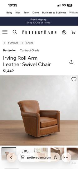 Leather Pottery Barn Swivel club chair